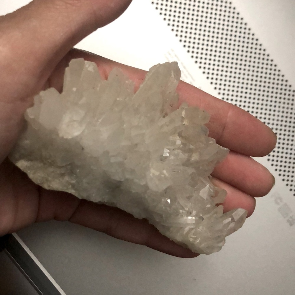 Clear quartz crystals cluster